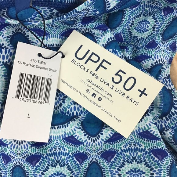 CABANA LIFE Roadmap Sleeveless Unisuit Swimsuit 50+UV One Piece Swim Suit - Picture 10 of 11